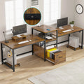 98" 2 Person Computer Desk with File Drawer & Power Strip H71257