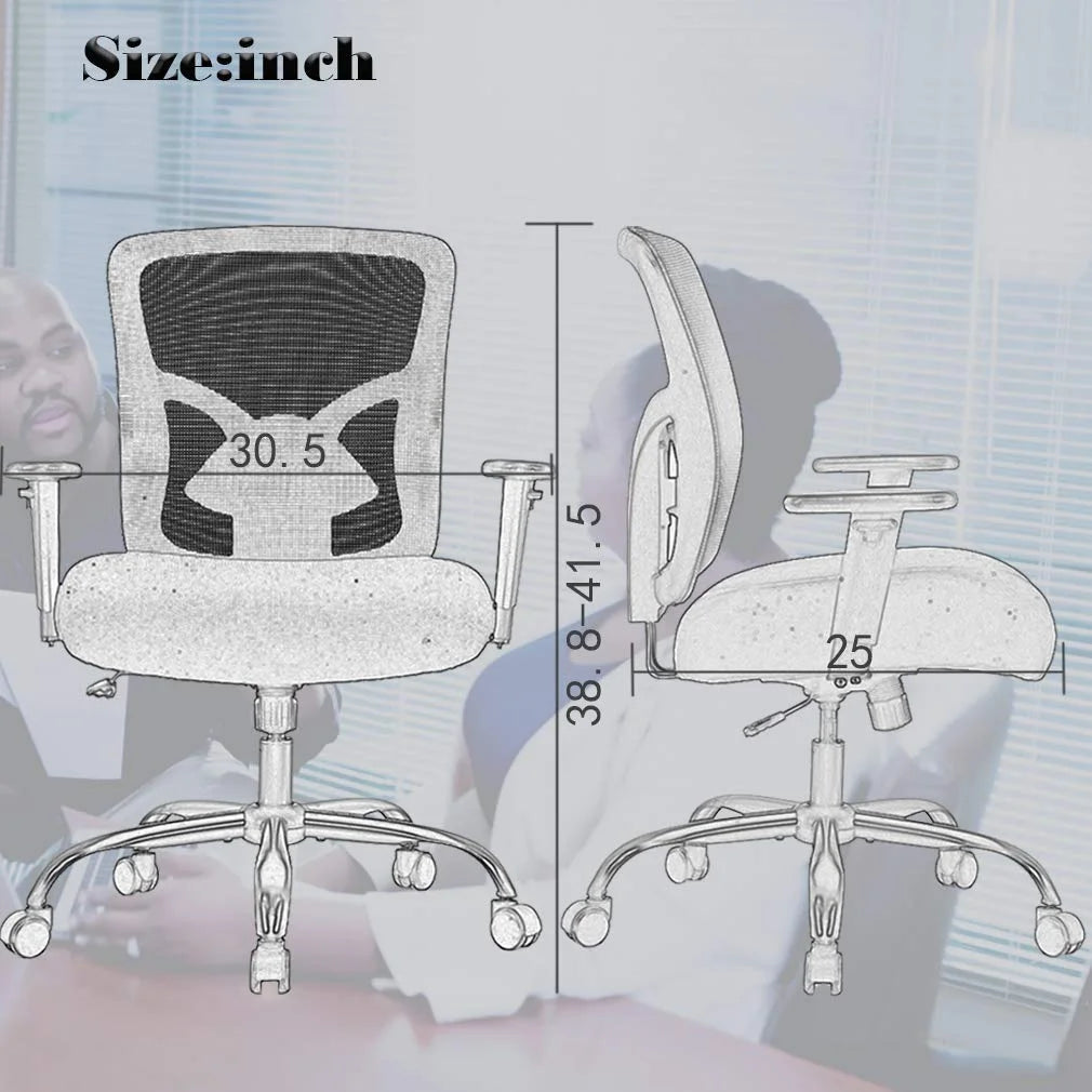 Black Mesh Ergonomic Office Chair 400 lbs with Wheels and Adjustable Arms P12772