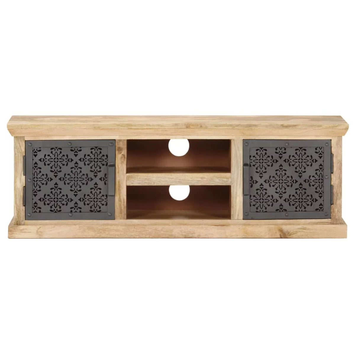 Mango Wood TV Stand with 2 Steel Doors M12156