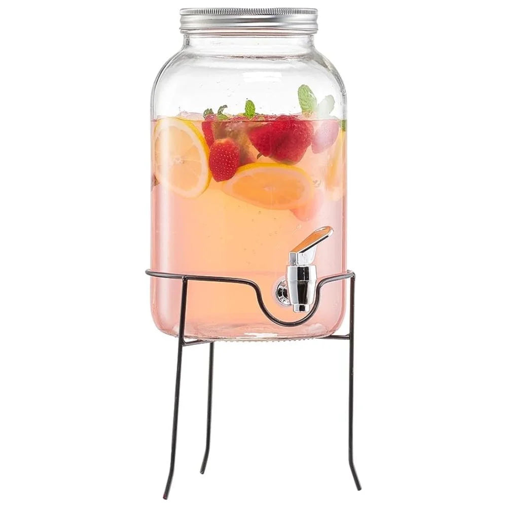 Clear Glass Beverage Dispenser with Spigot and Stand 1 Gallon G528