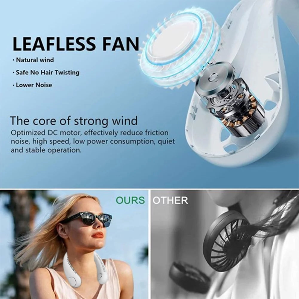 Portable Bladeless Neck Fan 4000 mAh 3 Speeds White B476