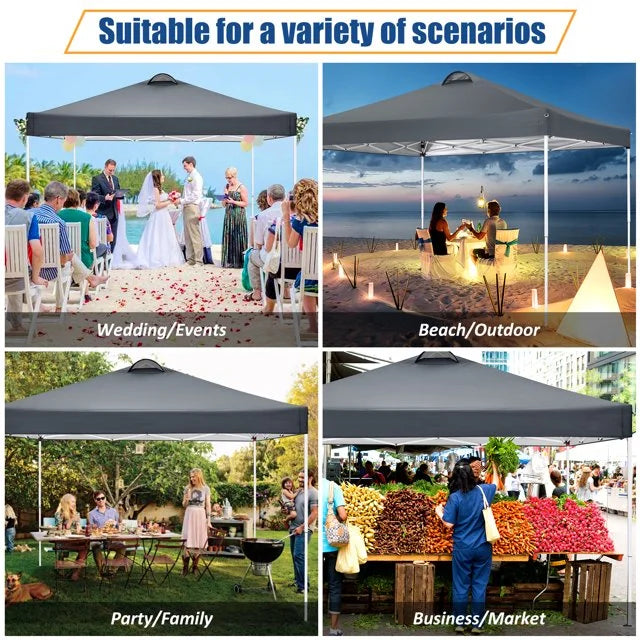 10'x10' Pop up Canopy Tent with 4 Side Walls and Carry Bag Q54556