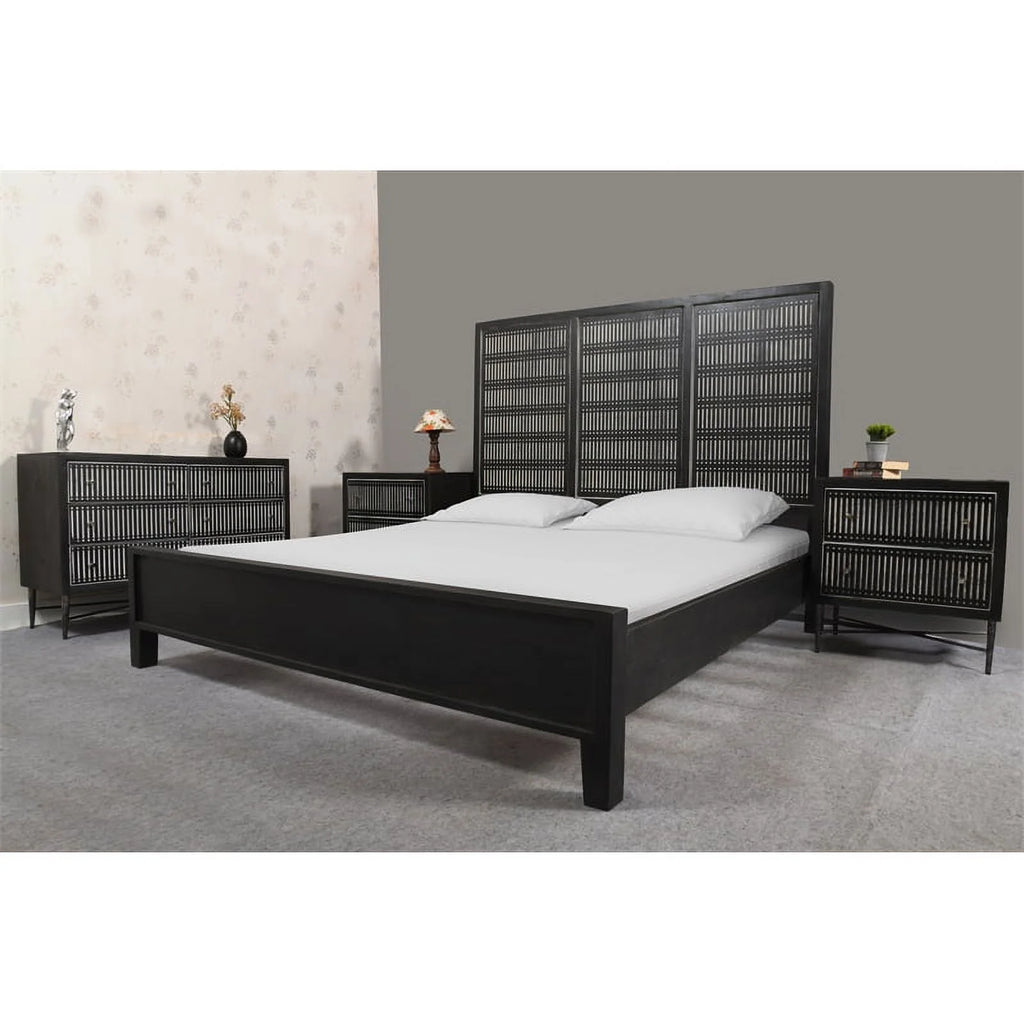 Solid Wood Eastern King Bed Antique Brown S87773