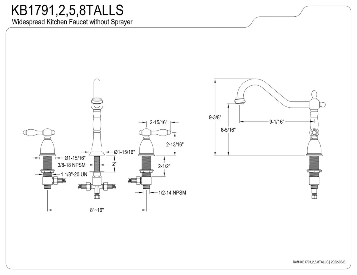 Widespread Kitchen Faucet Brushed Nickel I9005