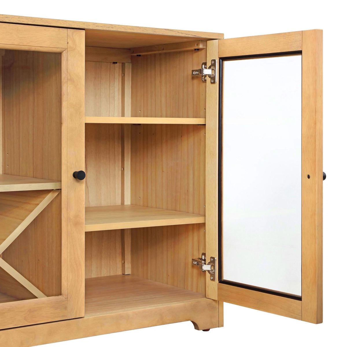 Natural Oak Bar Cabinet with Solid Wood Frame I68835