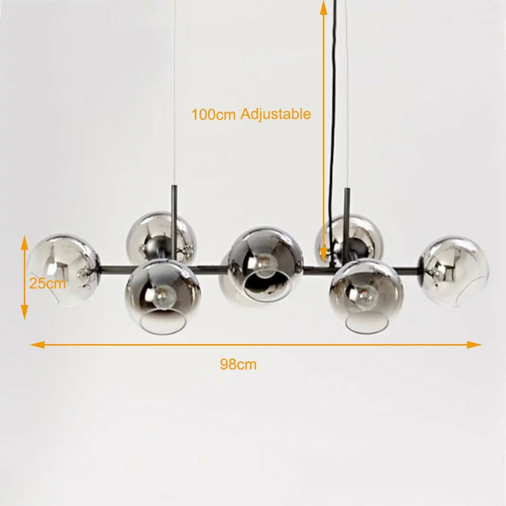 8-Head Black Glass Shade Chandelier H28625