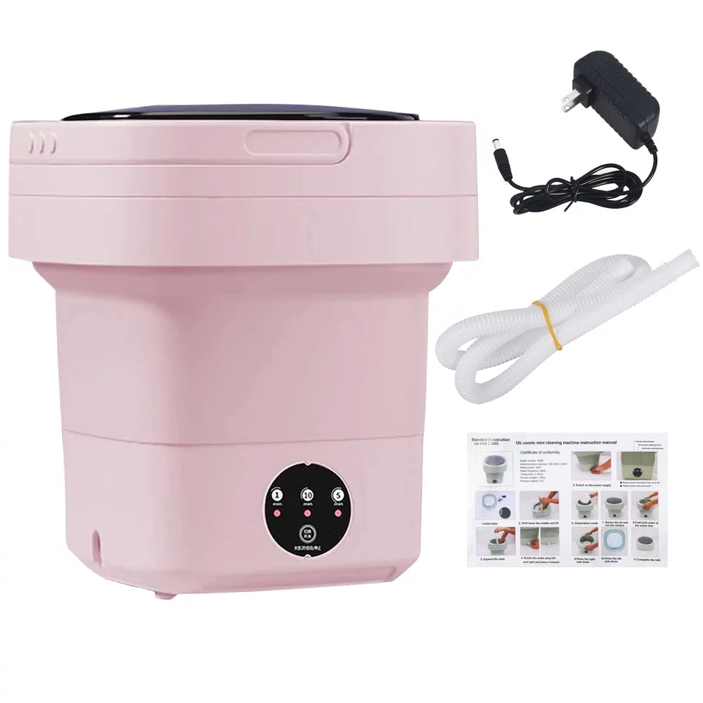 Pink Foldable Mini Washing Machine 8L H2599