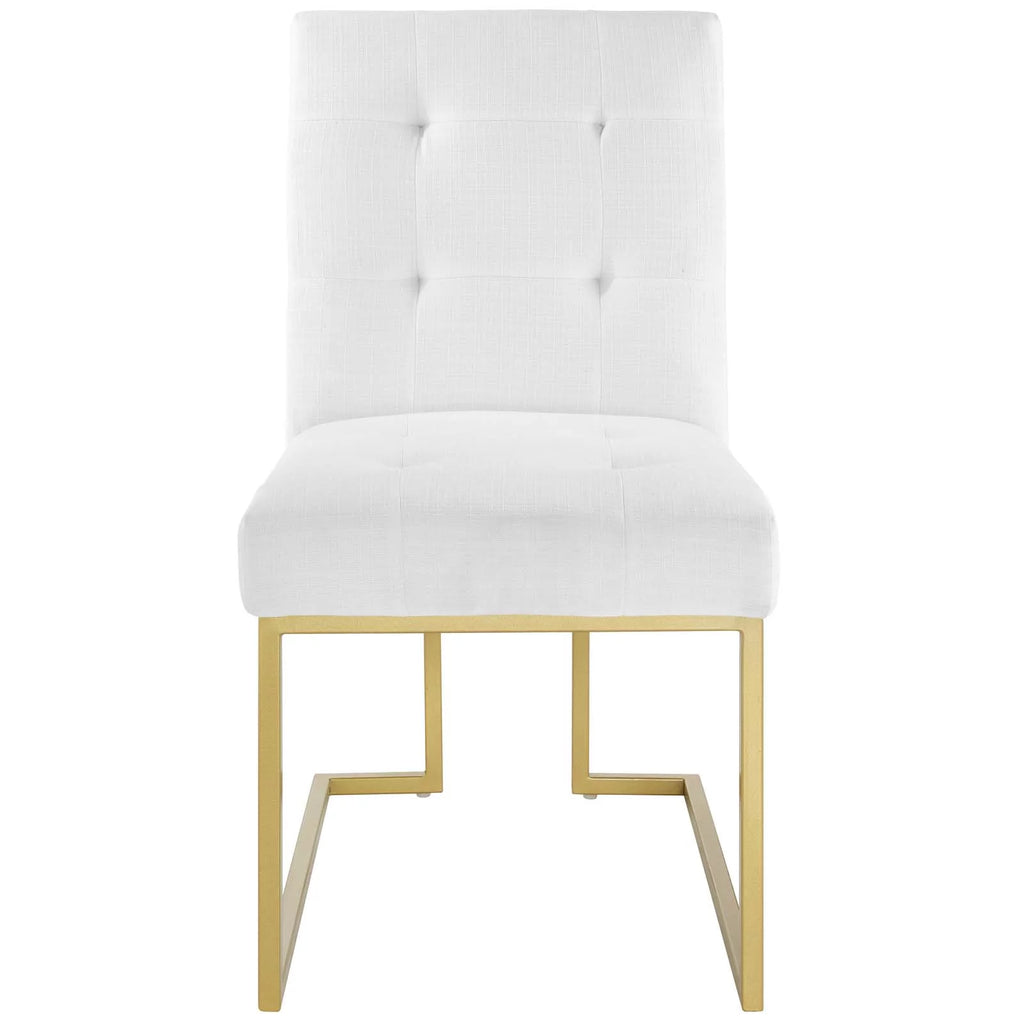 Gold White Fabric Metal Steel Side Chair L654