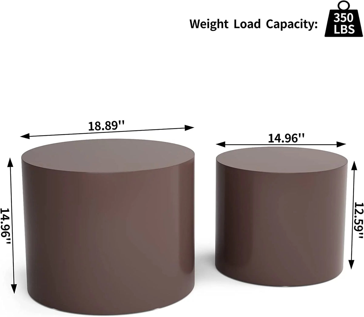 Nesting Coffee Table Set of 2 Modern Circle Wood Side Table L3559