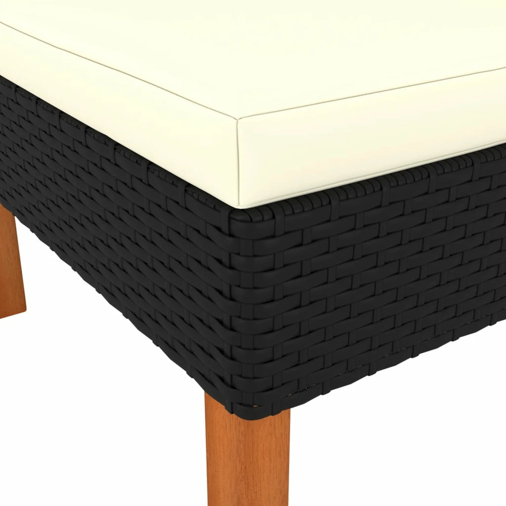 Cream White Black Poly Rattan Eucalyptus Wood Corner Sofa J815316
