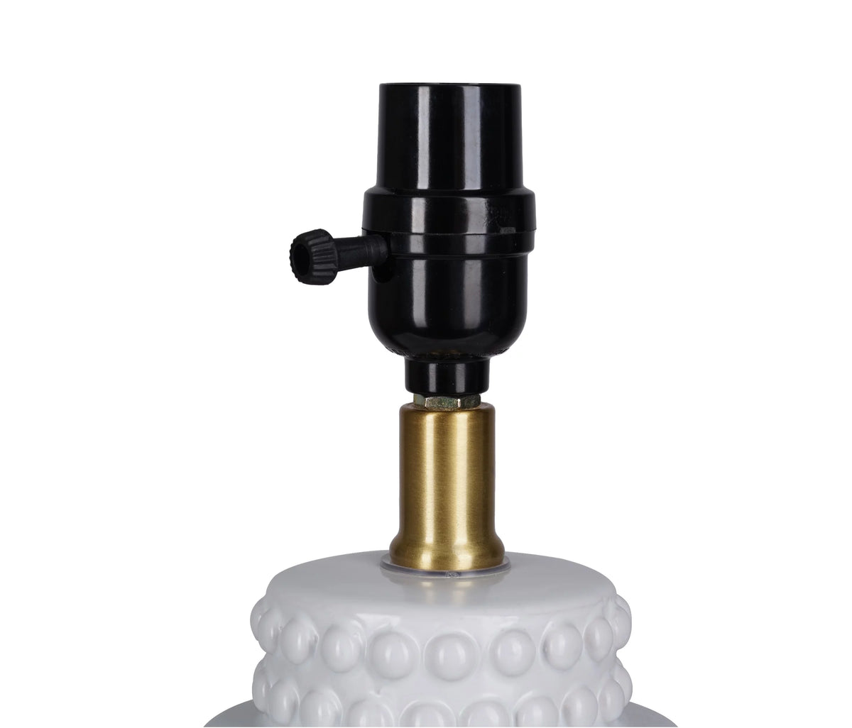 Ceramic Table Lamp, White Finish with Brass Accents, 18" H Q332