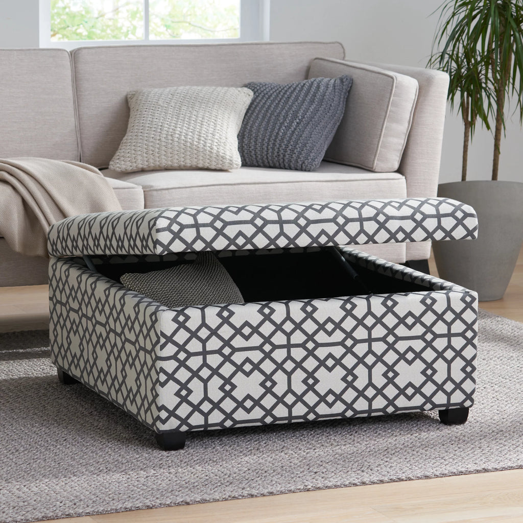 Grey Fabric Storage Ottoman E97414