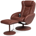 Brown Faux Leather Electric Massage Recliner Chair with Ottoman E650
