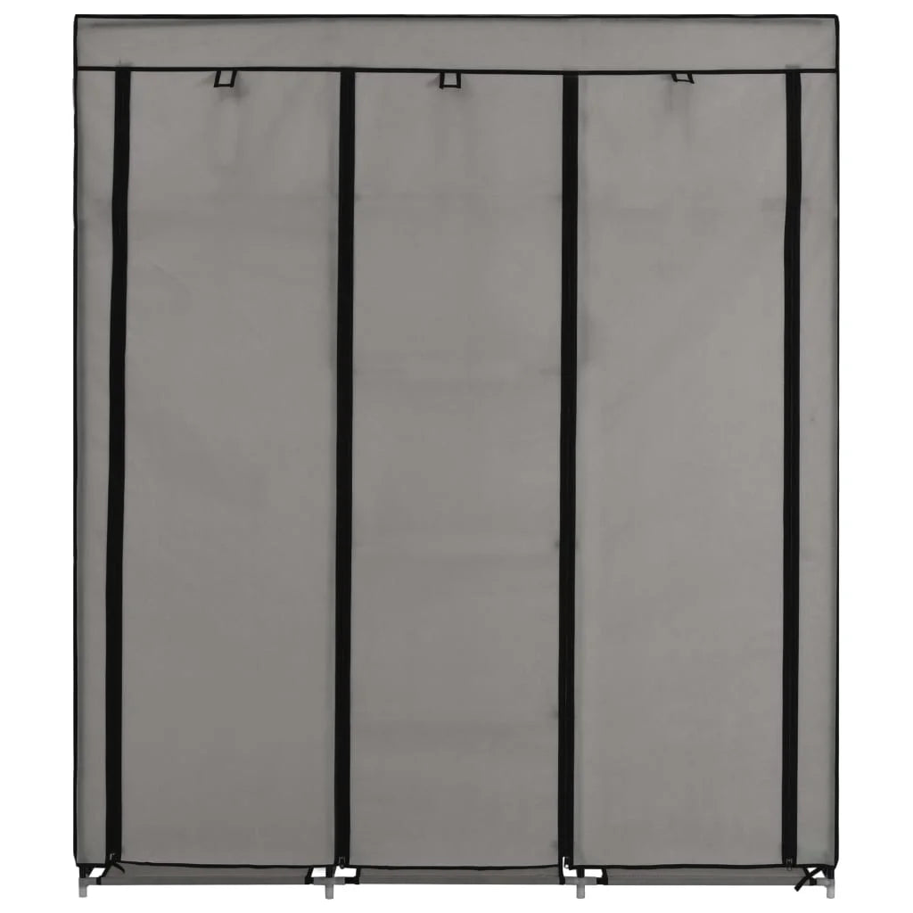 Gray Wardrobe with Compartments and Rods H978219