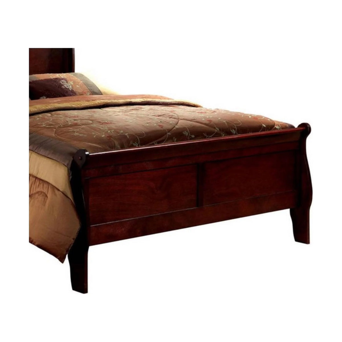 Cherry Sleigh Bed Queen Size Solid Wood Q379