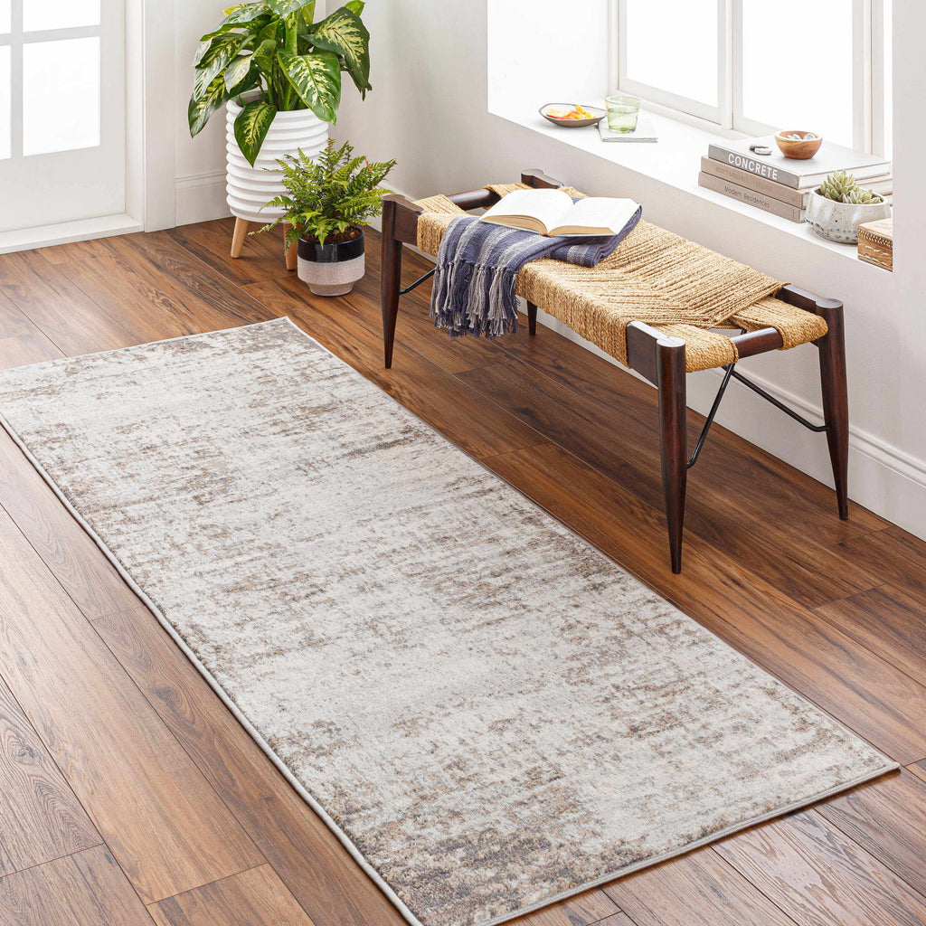 Neutral Abstract Runner Rug A183671