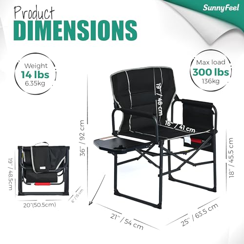 Oversized 2 Pack Portable Folding Camping Chair with Side Table U20451