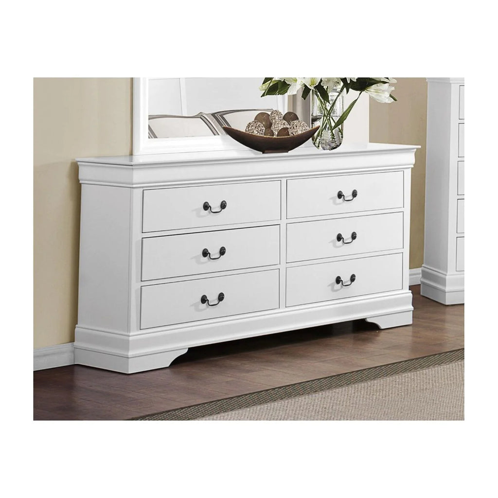White Six Drawer Solid Wood Dresser L492