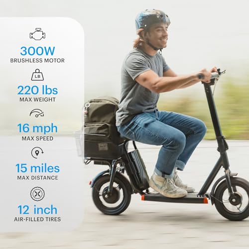 Foldable Electric Scooter with 300W Motor, 12” Tires, 15 Mile Range V1776