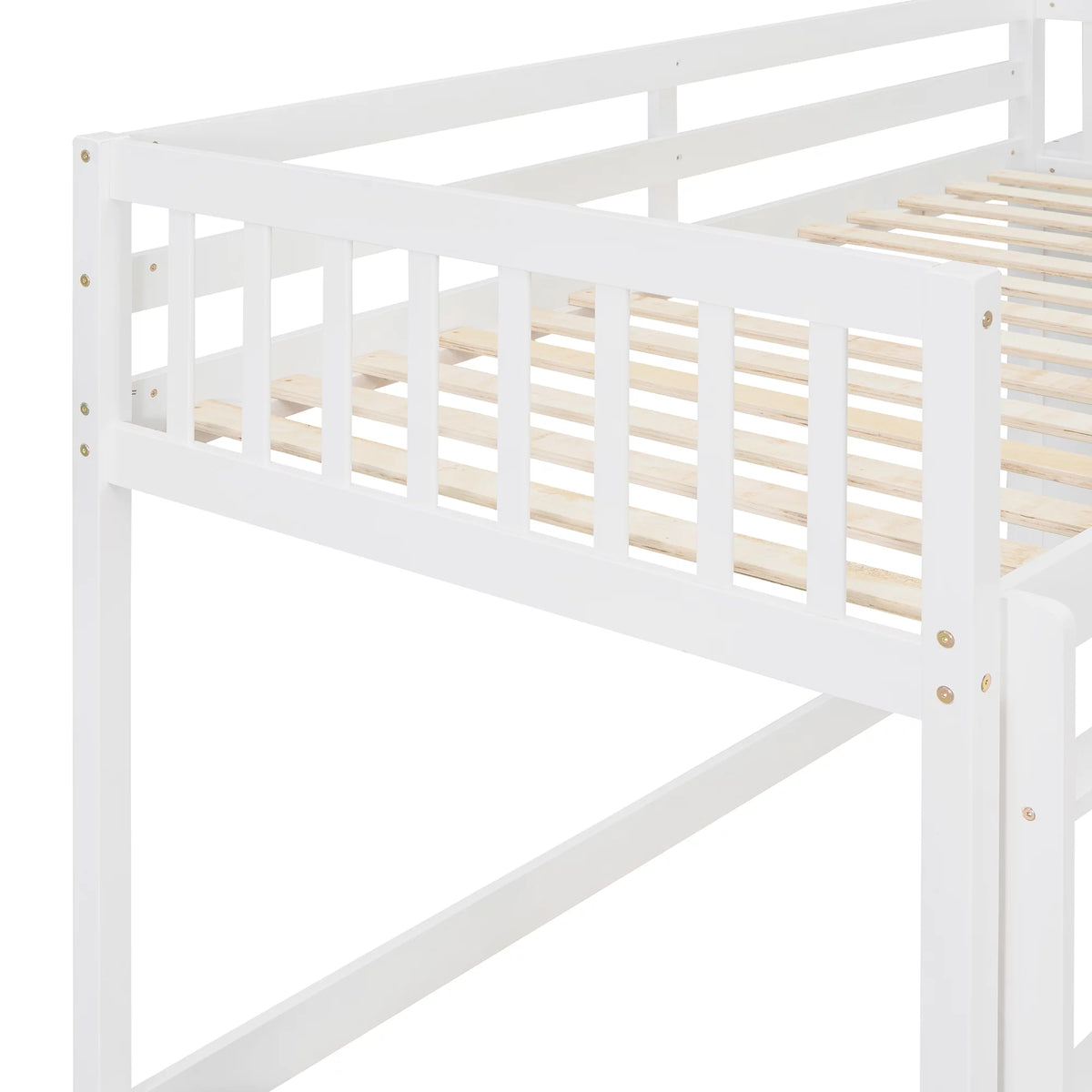 White Wood Twin Over Twin Bunk Bed with Storage U835