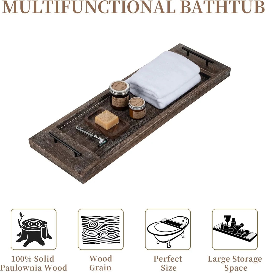 Wood Bath Tray with Handles A47514