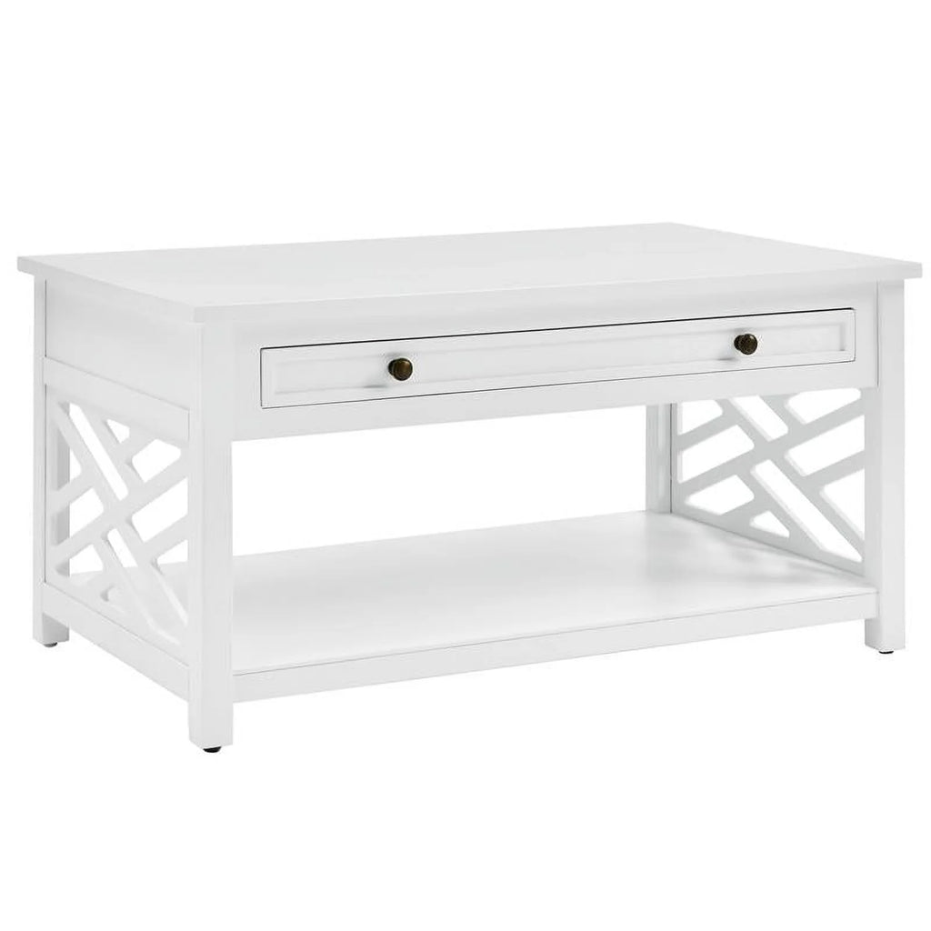 White Wood Coffee Table and Two End Tables D948443