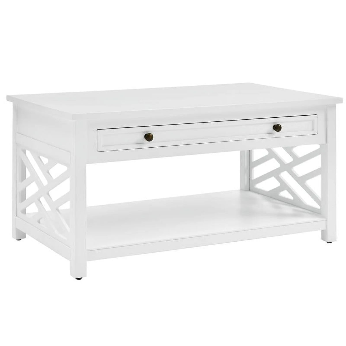 White Wood Coffee Table and Two End Tables D948443