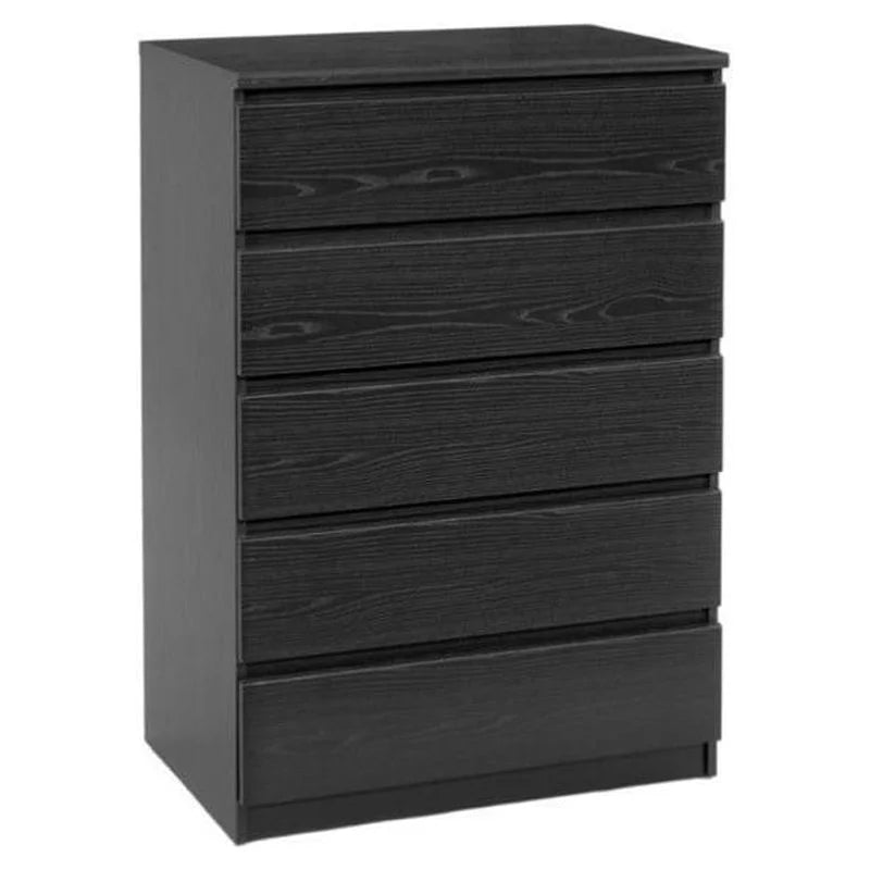 Black 6 Drawer Dresser 5 Drawer Chest and Two Nightstands 4 Piece Set O955676
