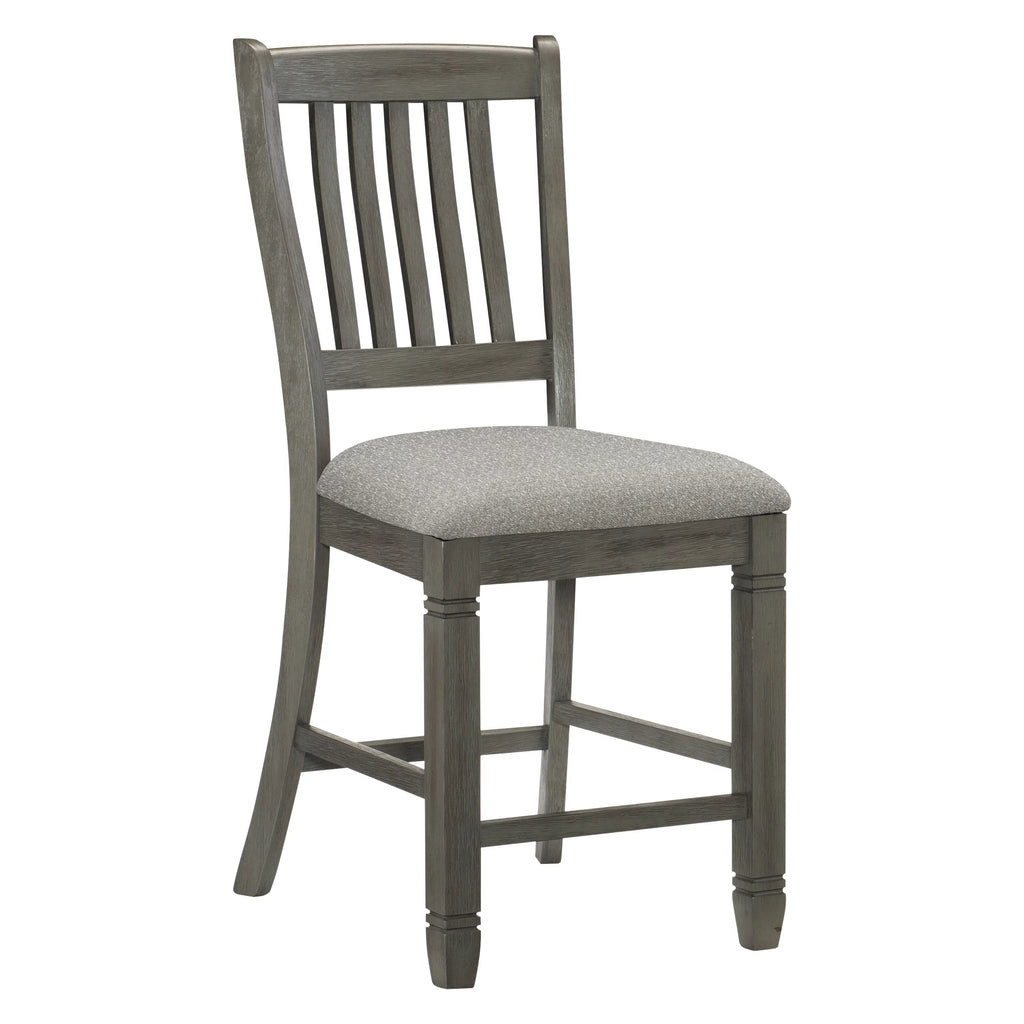Antique Gray Counter Height Wooden Chairs 2Pc Set U504117