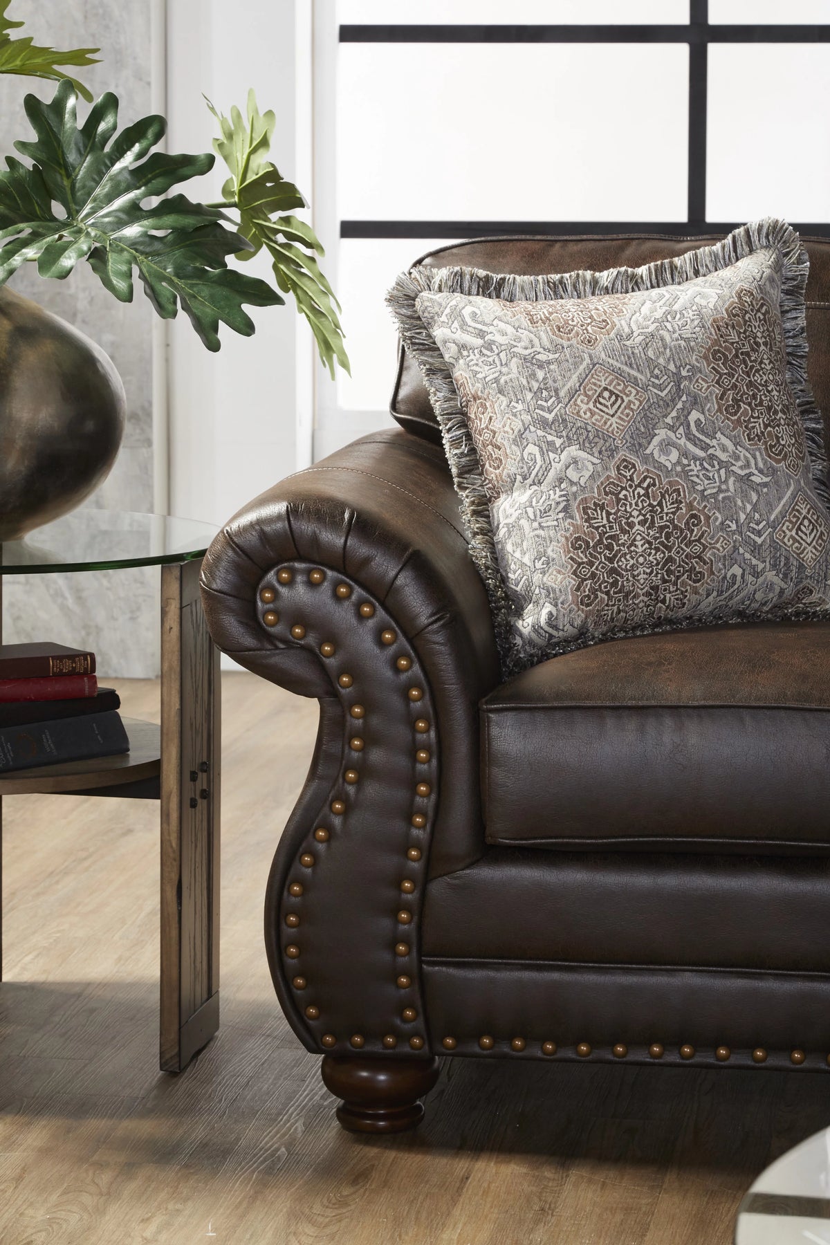 Espresso Faux Leather Sofa and Loveseat Set B304