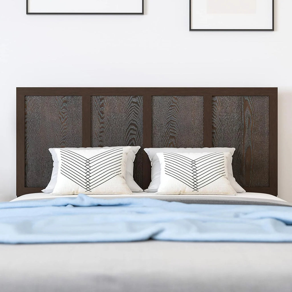Queen Size Dark Brown Wooden Adjustable Headboard I555