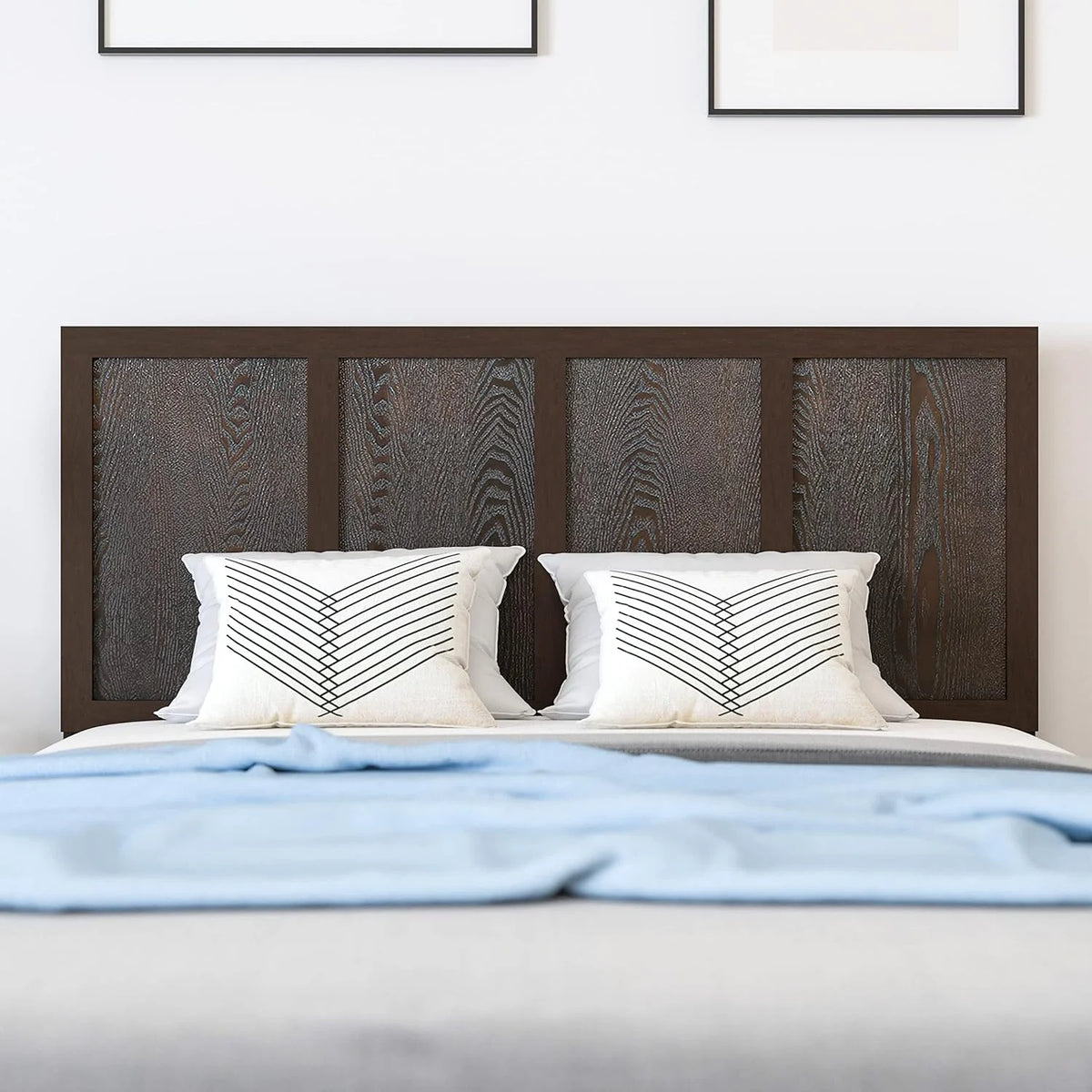 Queen Size Dark Brown Wooden Adjustable Headboard I555