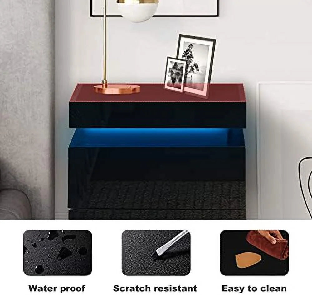 Modern Nightstand Set of 2 with 2 Drawers A178