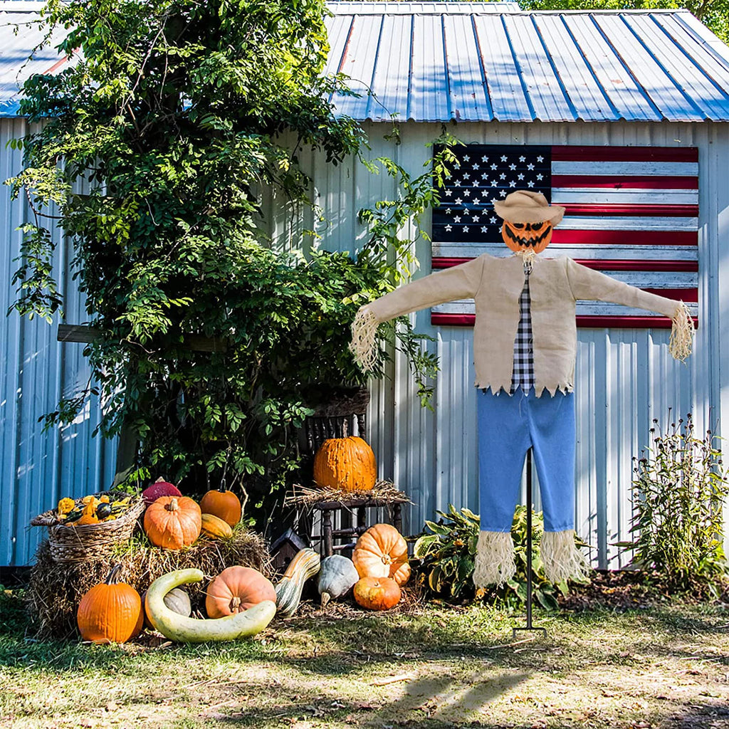 7.5 Feet Halloween Scarecrow Ghost Decorations with Metal Stand W90209