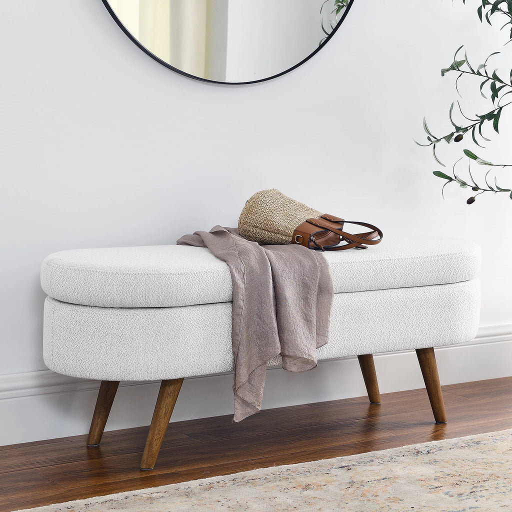 Oval Storage Bench with Rubber Wood Legs K555