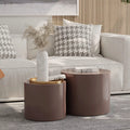 Nesting Coffee Table Set of 2 Modern Circle Wood Side Table L3559