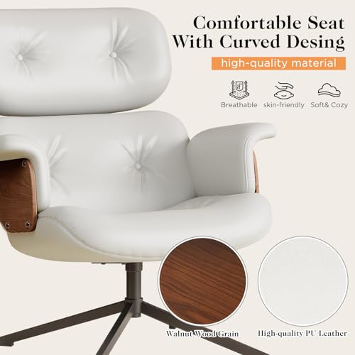 Black PU Leather Recliner Swivel Chair with Ottoman D496854