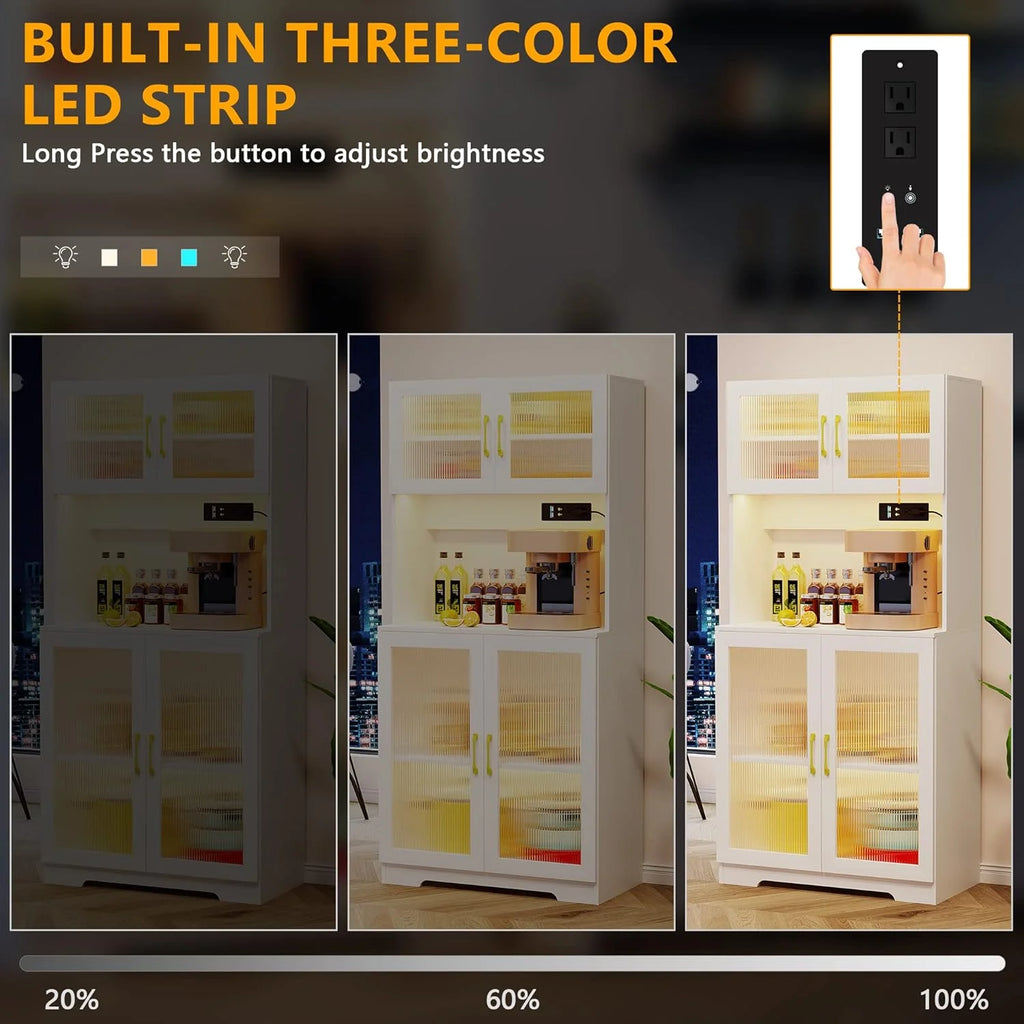 67" White LED Storage Cabinet with Charging Station G689596