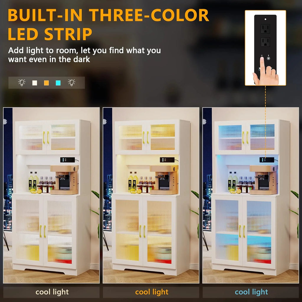 67" White LED Storage Cabinet with Charging Station G689596