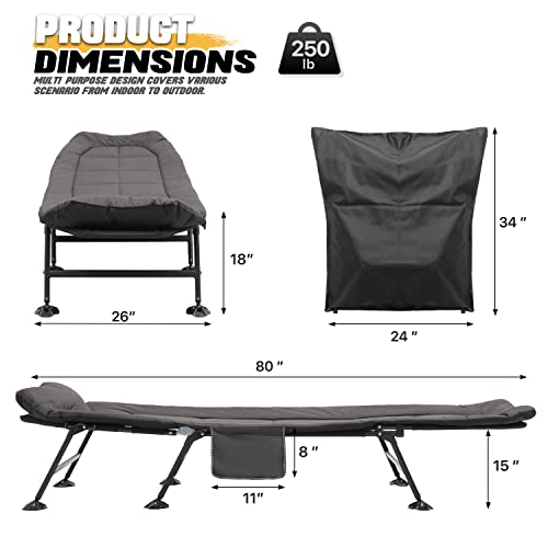 Adjustable Reclining Camping Bed with Carry Bag Q96440
