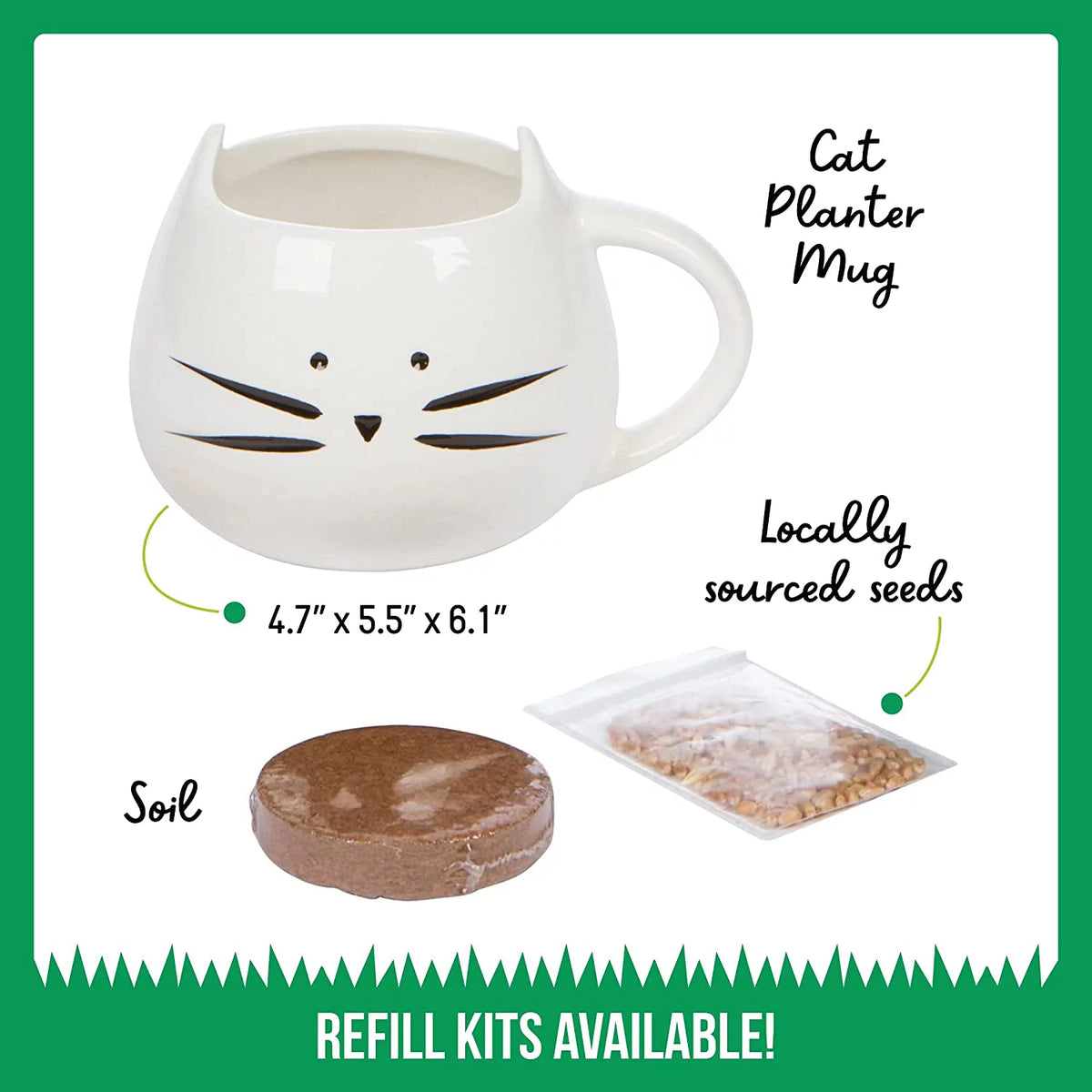 Organic Cat Grass Kit with Seed Mix and Soil S1012