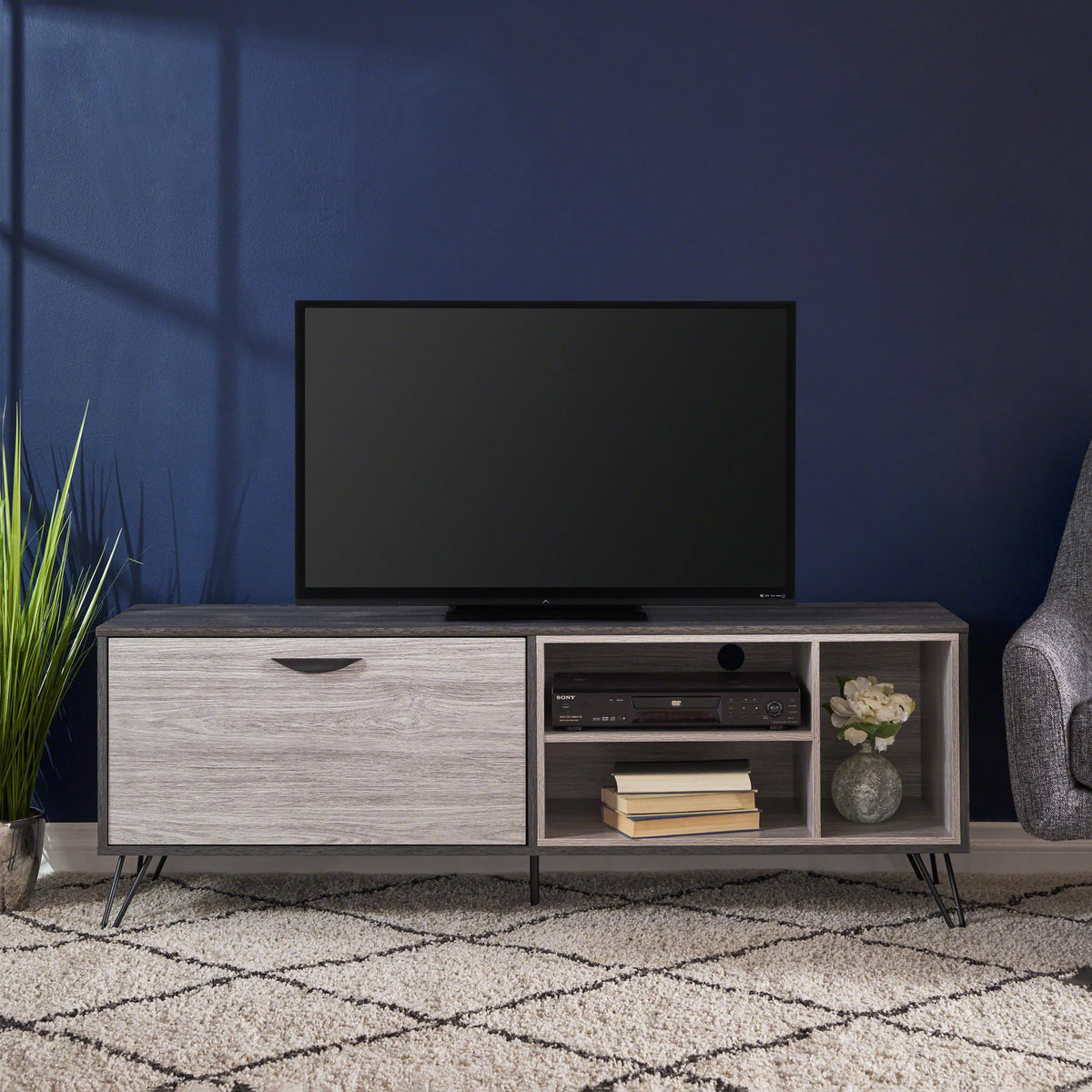 65" Two Toned Faux Wood TV Stand D142