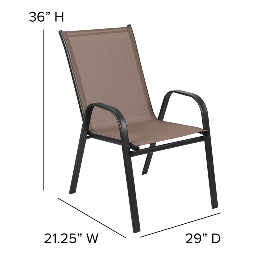 5 Piece Outdoor Patio Dining Set with 4 Brown Stack Chairs F1422
