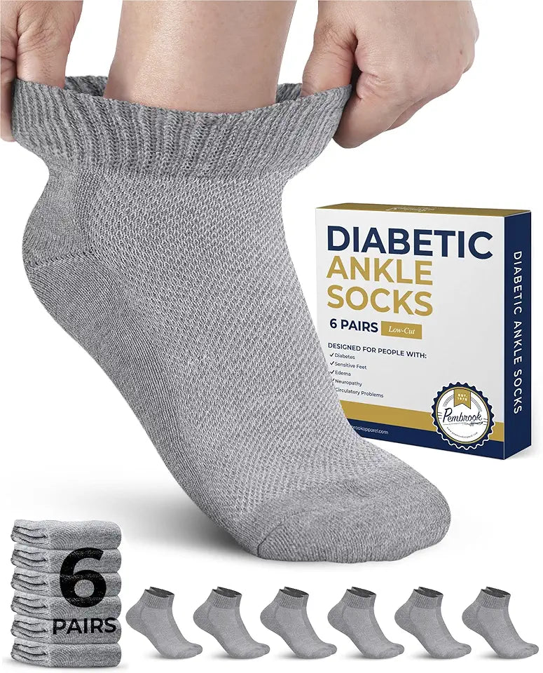 Diabetic Ankle Socks 6 Pairs Low Cut Seamless O11915