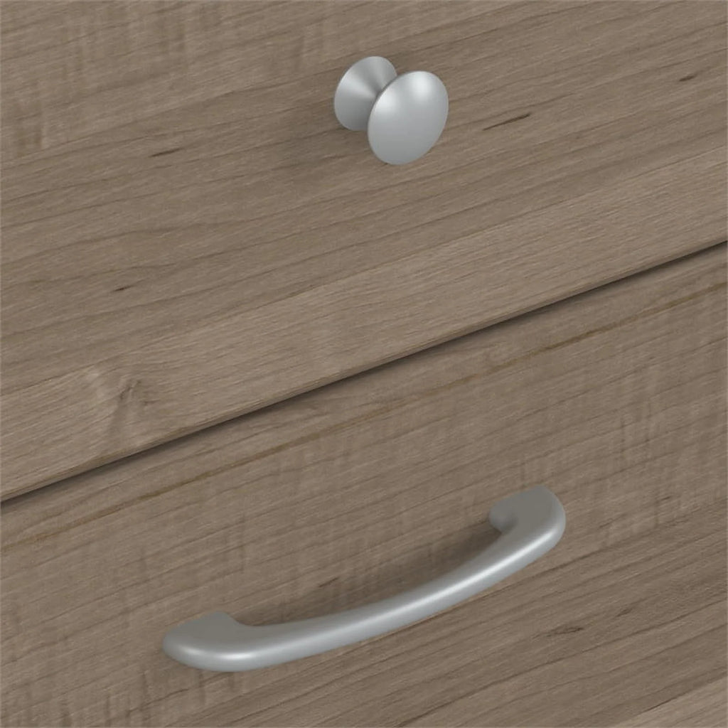 Ash Gray Engineered Wood Sit to Stand L Desk with Hutch T6784