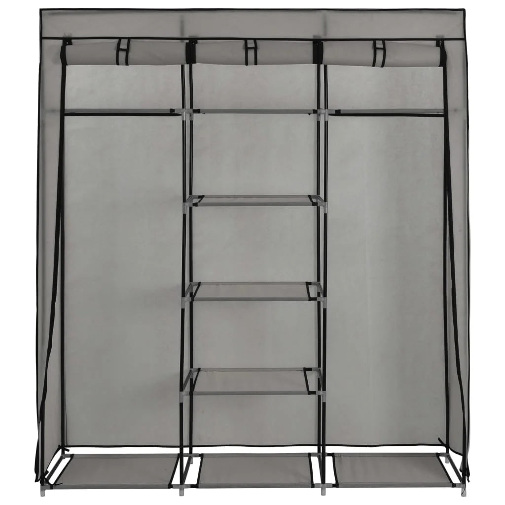 Gray Wardrobe with Compartments and Rods H978219