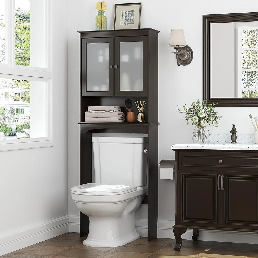 Over The Toilet Storage Cabinet with Glass Doors W3660