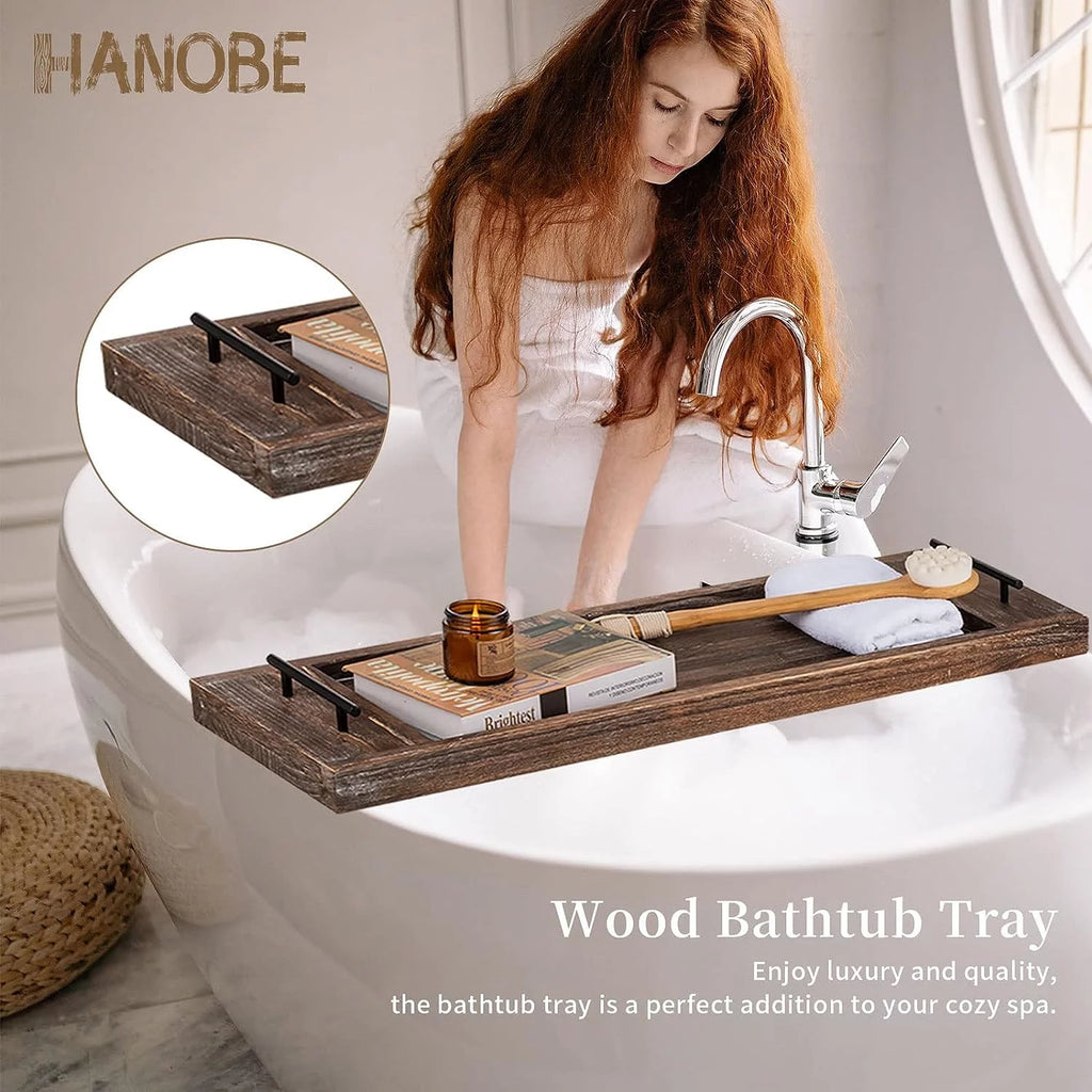 Wood Bath Tray with Handles A47514