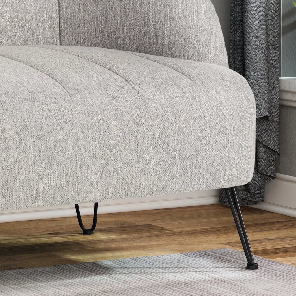 Light Gray Fabric Loveseat with Hairpin Legs H415