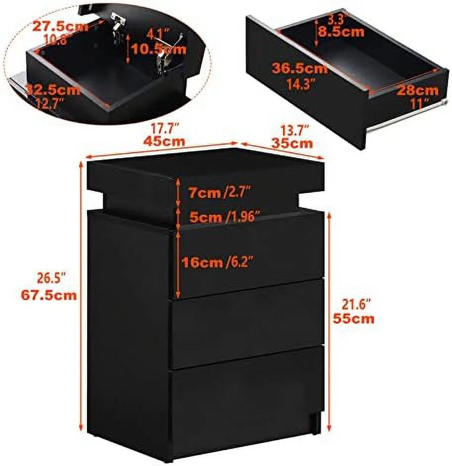 Modern Nightstand Set of 2 with 2 Drawers A178